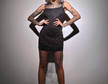 Сукня із сітки зі стразами на трикотажній підкладці Сукня із сітки зі стразами на трикотажній підкладці | PUSHKA SHOP