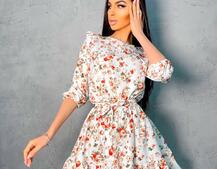 Милое цветочное платье с оборками Милое цветочное платье с оборками | PUSHKA SHOP