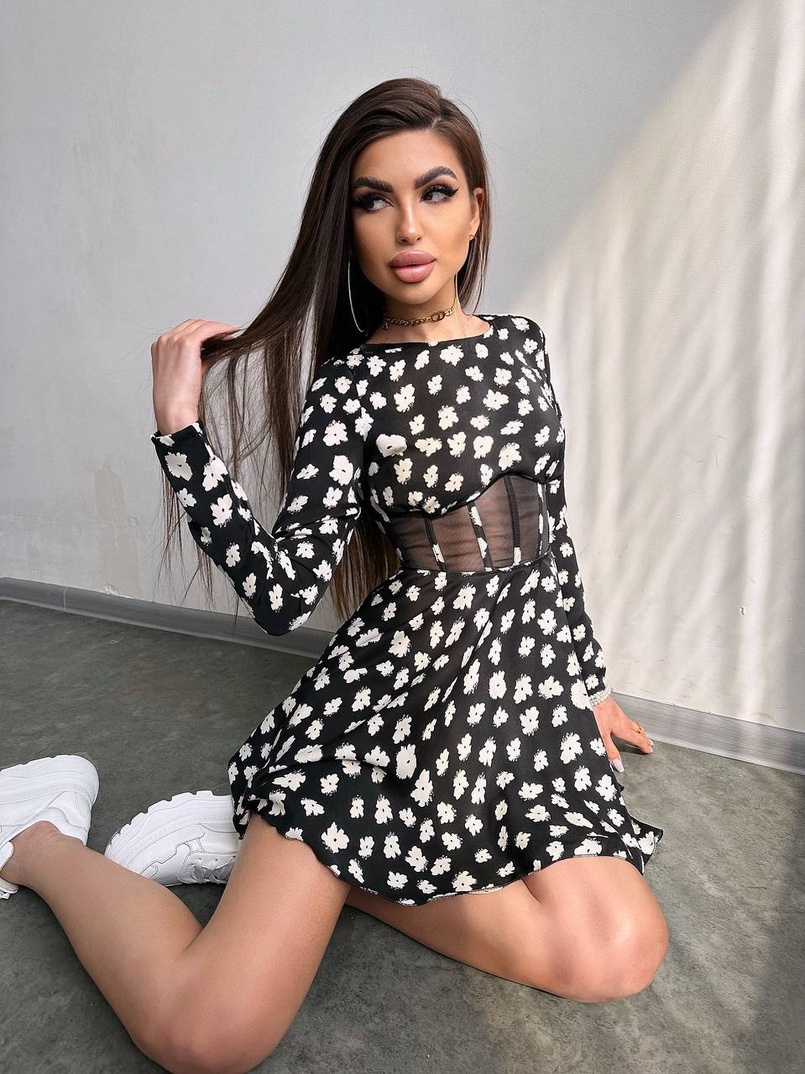 Приталена сукня з корсетною вставкою та спідницею-сонцем | PUSHKA SHOP