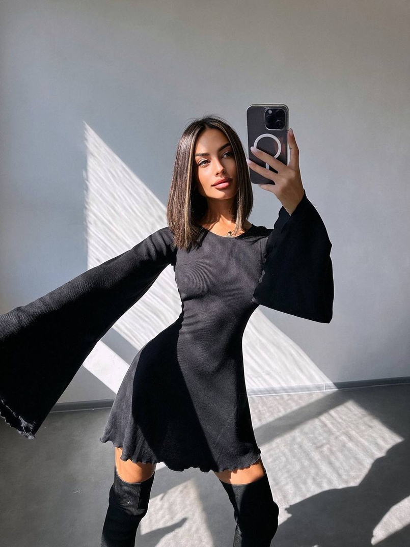 Трикотажна сукня зі шнурівкою на спинці    | PUSHKA SHOP