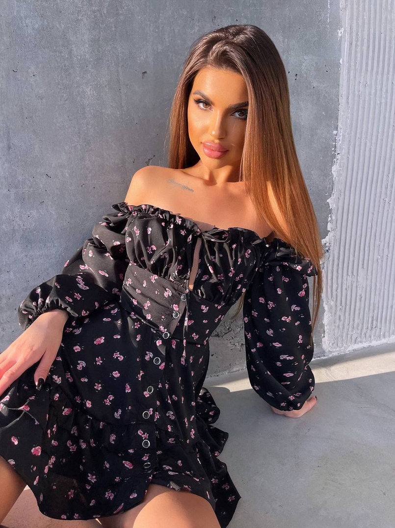 Сукня з воланами та шнурівкою  по спинці | PUSHKA SHOP