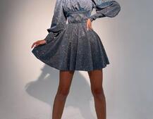 Блестящее платье с объемными рукавами Блестящее платье с объемными рукавами | PUSHKA SHOP