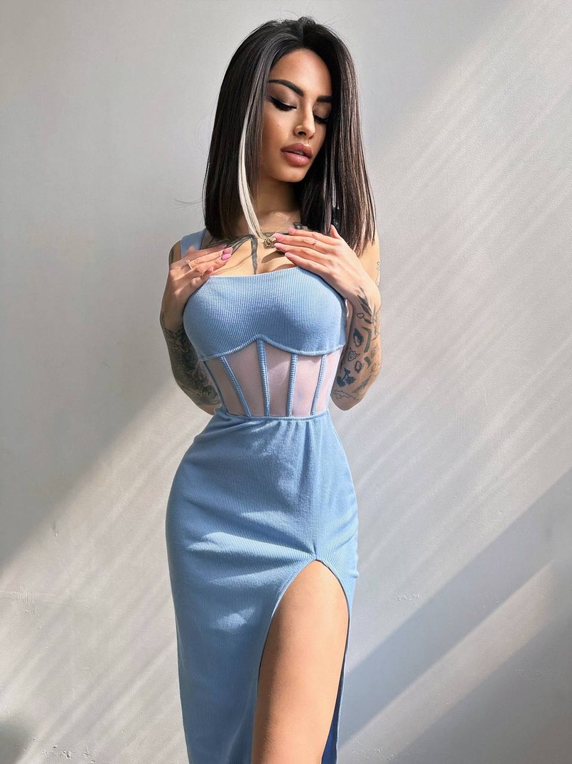 Сукня-міді  з елементами корсету   | PUSHKA SHOP