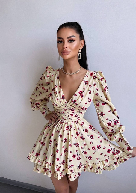 Сукня міні з пишною спідницею та драпіруванням на талії | PUSHKA SHOP