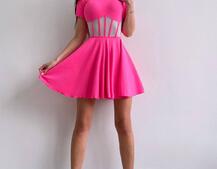 Сукня-міні  з елементами корсету  та спідницею солнцем | PUSHKA SHOP