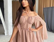 Шифоновый ромпер с расклешенными рукавами  Шифоновый ромпер с расклешенными рукавами  | PUSHKA SHOP