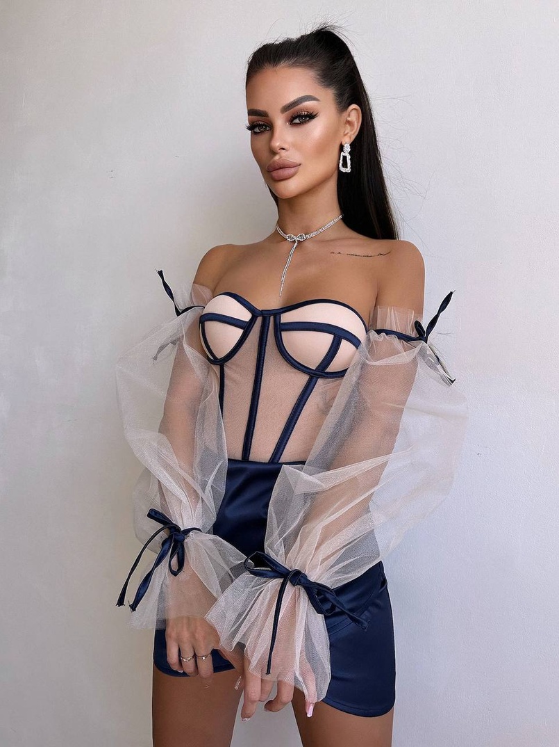 Атласний  комплект: корсет + спідниця  | PUSHKA SHOP