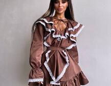 Котонова сукня декорована мереживом    | PUSHKA SHOP