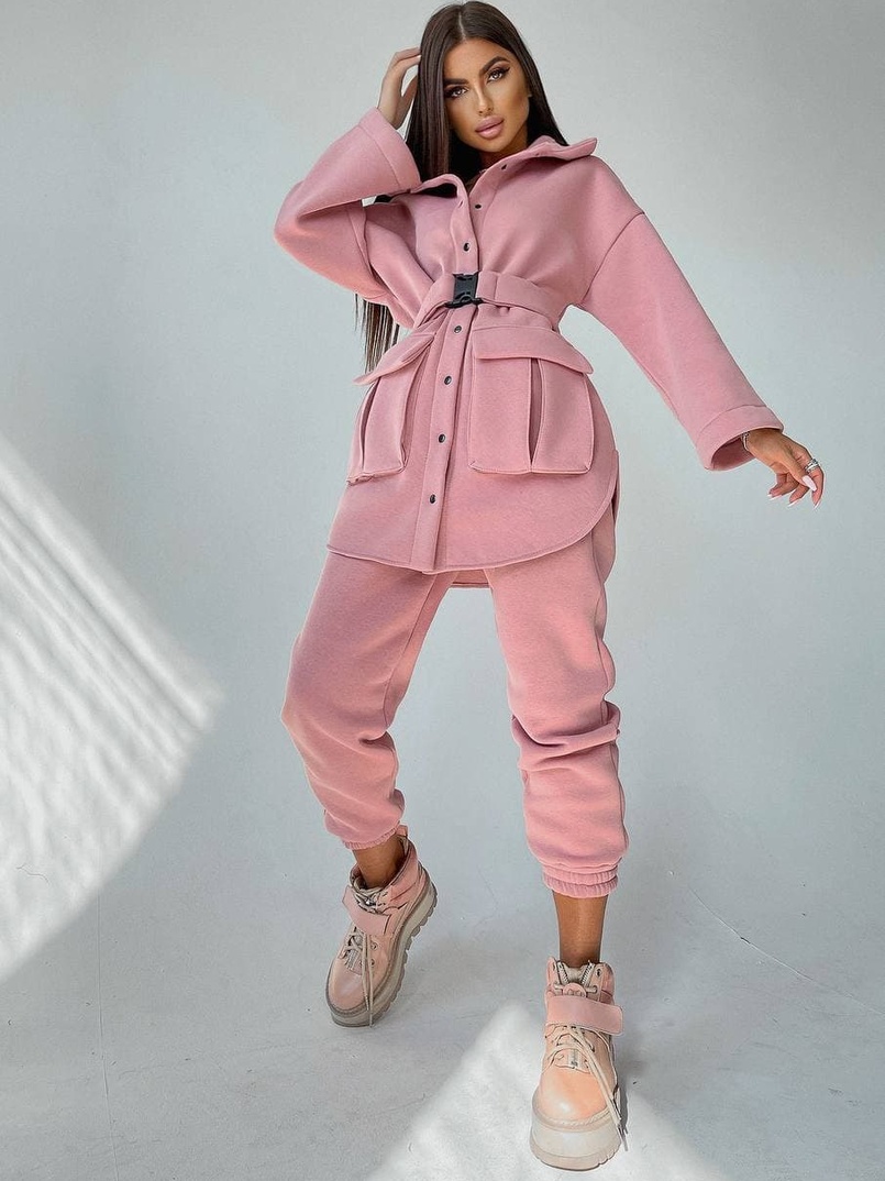 Комплект: тёплая рубашка на кнопках + джоггеры  | PUSHKA SHOP