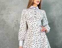 Платье-рубашка с воротничком, декорированным кружевом Платье-рубашка с воротничком, декорированным кружевом | PUSHKA SHOP