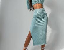 Комплект: топ+ юбка миди с разрезом Комплект: топ+ юбка миди с разрезом | PUSHKA SHOP