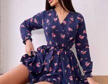 Сукня в квітковий принт з воланами | PUSHKA SHOP