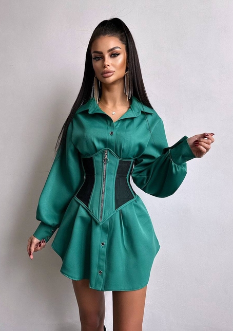 Приталена сорочка + корсет з блискавкою  | PUSHKA SHOP