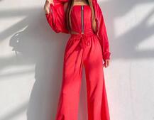 Велюровий комплект трійка: кофта + корсет на блискавці+ штани | PUSHKA SHOP