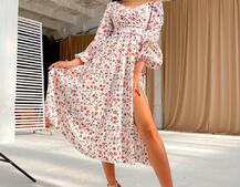 Цветочное платье-миди с разрезом Цветочное платье-миди с разрезом | PUSHKA SHOP