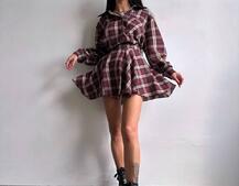 Комплект: сорочка + спідниця у клітинку  | PUSHKA SHOP