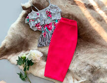 Малиновая юбка карандаш  | PUSHKA SHOP