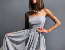 Сяюча сукня максі  зі шнурівкою на спинці | PUSHKA SHOP