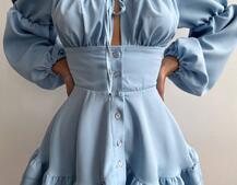 Сукня з воланами на ґудзиках  | PUSHKA SHOP