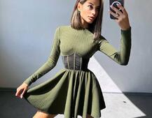 Приталена сукня з корсетною вставкою та спідницею-сонцем Приталена сукня з корсетною вставкою та спідницею-сонцем | PUSHKA SHOP