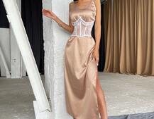 Платье-комбинация + корсет из кружева с жемчугом Платье-комбинация + корсет из кружева с жемчугом | PUSHKA SHOP