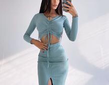 Комплект: топ+ юбка миди с разрезом Комплект: топ+ юбка миди с разрезом | PUSHKA SHOP