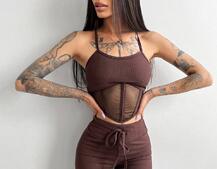 Трикотажный комплект: корсетный топ на косточках + леггинсы | PUSHKA SHOP