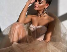 Комплект: корсет бюстьє декорований стразами + пишна спідниця максі  Ручна робота  | PUSHKA SHOP