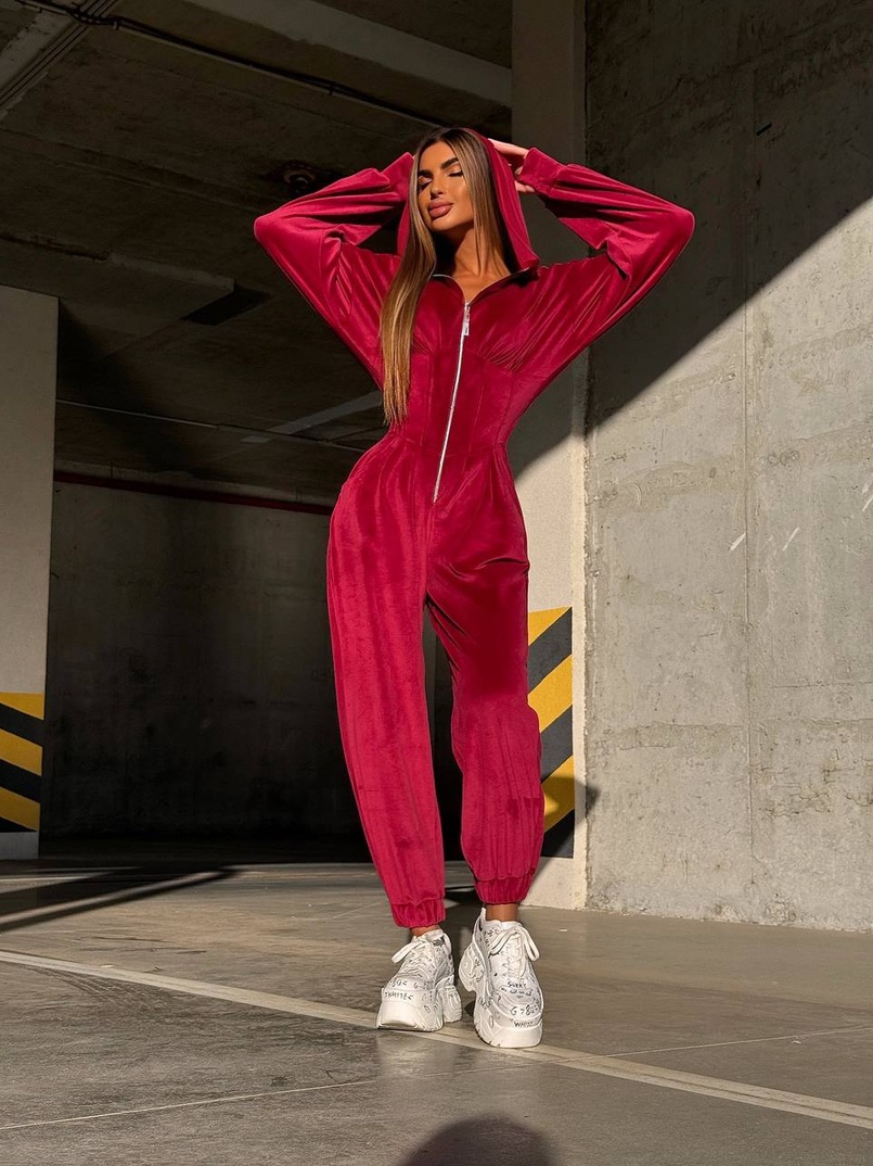 Велюровий комбінезон з елементами корсету | PUSHKA SHOP