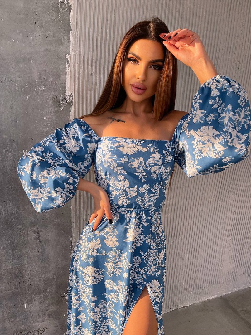 Улюблена сукня-міді зі шнурівкою на спинці та розрізом на ніжці | PUSHKA SHOP