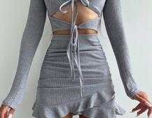 Трикотажна сукня з присбореною спідницею | PUSHKA SHOP