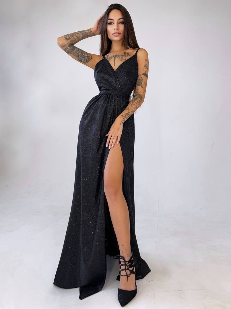 Блестящее платье-макси с разрезом Блестящее платье-макси с разрезом | PUSHKA SHOP