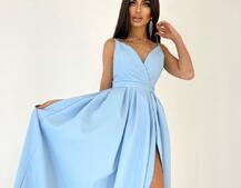 Платье макси с разрезом на юбке и запахом на груди   | PUSHKA SHOP