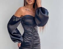 Атласна сукня з драпіруванням Атласна сукня з драпіруванням | PUSHKA SHOP