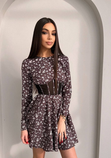 Приталена сукня з корсетною вставкою та спідницею-сонцем | PUSHKA SHOP