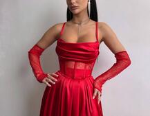 Атласний комплект: корсет + спідниця максі  | PUSHKA SHOP