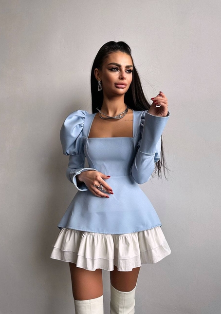 Сукня з об'ємними рукавами + спідниця з воланами | PUSHKA SHOP