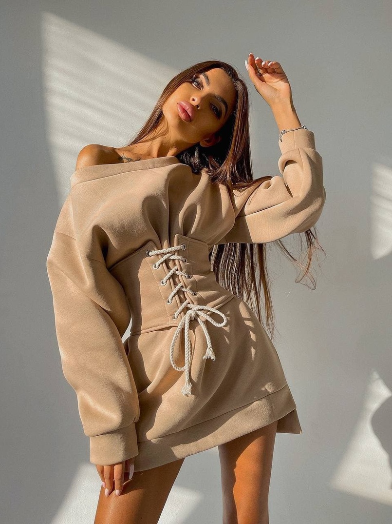 Худи на флисе + корсет на шнуровке  | PUSHKA SHOP