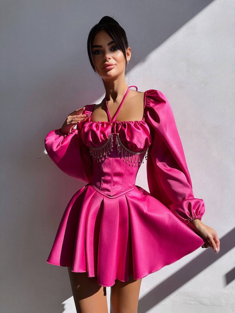 Сукня з корсетом, декорованим бахромою зі страз Ручна робота Сукня з корсетом, декорованим бахромою зі страз Ручна робота | PUSHKA SHOP