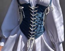 Приталена сукня-сорочка на плічках  з джинсовим корсетом на шнурівці  | PUSHKA SHOP