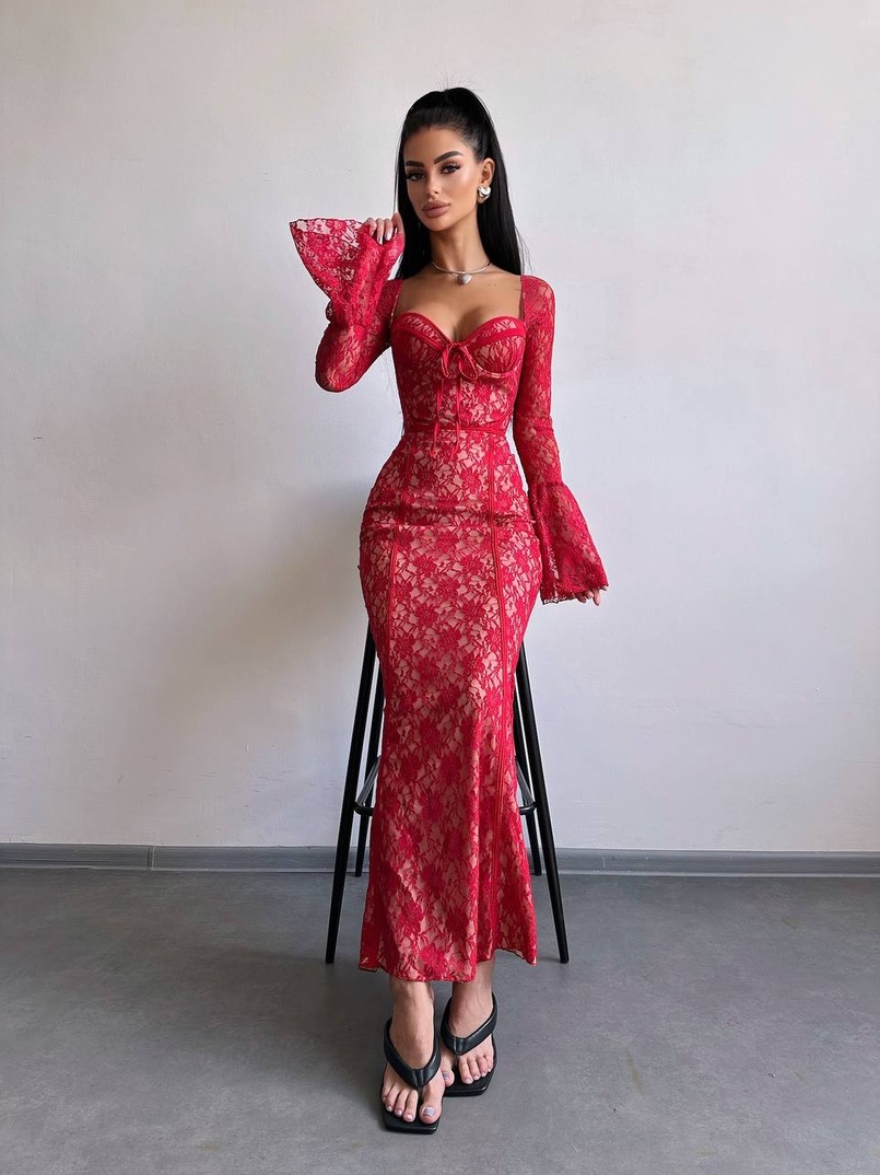 Мереживна сукня максі з чашечками    | PUSHKA SHOP