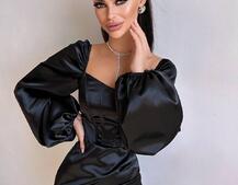 Атласний комплект: корсет + спідниця з драпіруванням Атласний комплект: корсет + спідниця з драпіруванням | PUSHKA SHOP