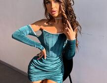 Оксамитова корсетна сукня міні, декорована стразами     Ручна робота  | PUSHKA SHOP