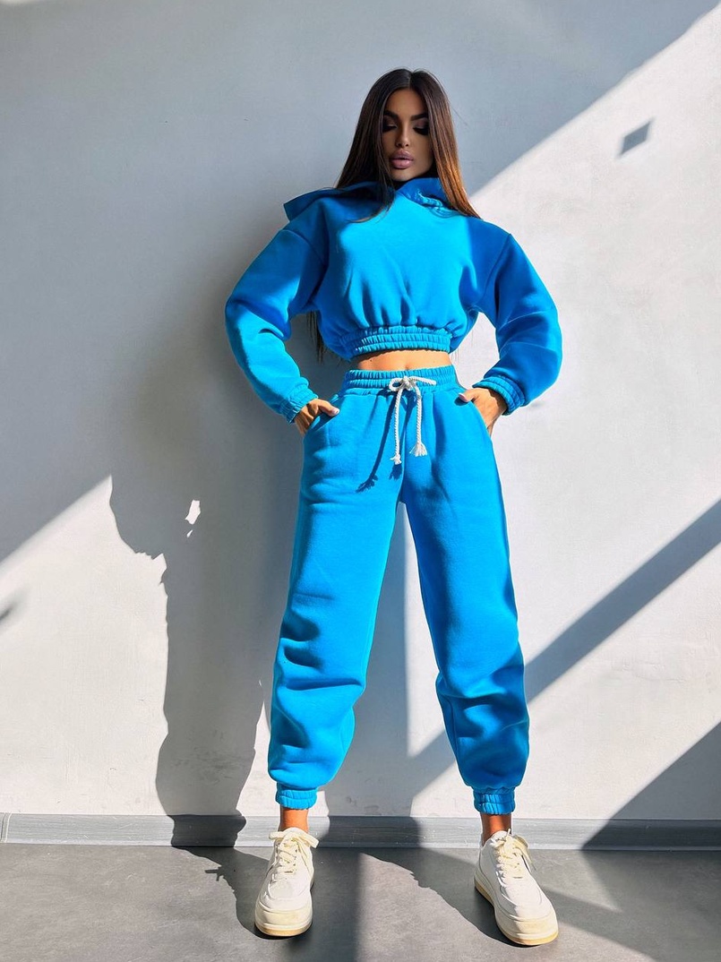 Базовий костюм на флісі з об'ємними капюшоном | PUSHKA SHOP