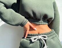 Базовий костюм на флісі з об'ємними капюшоном | PUSHKA SHOP