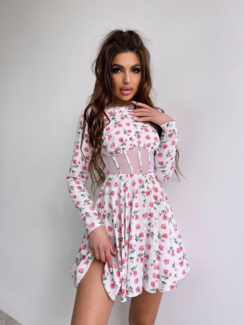 Приталена сукня з корсетною вставкою та спідницею-сонцем | PUSHKA SHOP