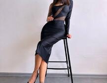 Сукня міді  із вставками сітки  | PUSHKA SHOP