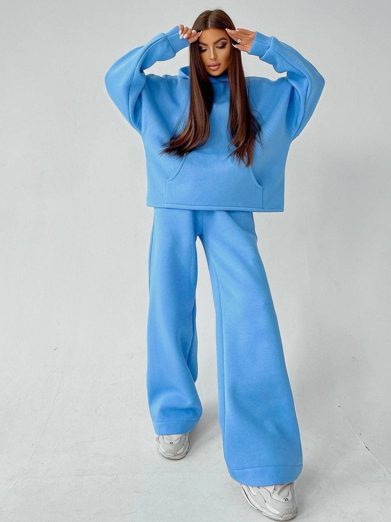 Тёплый костюм с расклешенными брюками   | PUSHKA SHOP