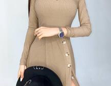 Трикотажное платье миди с разрезом | PUSHKA SHOP