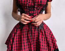 Сукня в клітинку декорована мереживом  | PUSHKA SHOP